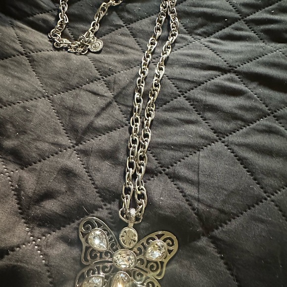 16”, vintage 925 silver necklace w butterfly pendant w cz clear stones - Picture 10 of 10